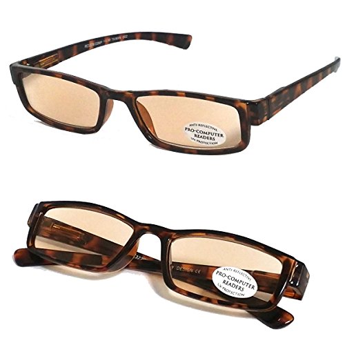 VeryHobby Pro Computer Anti Reflective Tinted Lens UV Protection Reading Glasses (+1.00, Tortoise Brown)