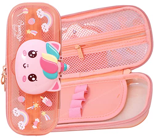 Image of Toyshine Ethylene Vinyl Acetate (Eva) I Love Unicorn Hardtop Pencil Case With Multiple Compartments, Kids School Supply Organizer Students Stationery Box, Girls Pen Pouch (Pink)