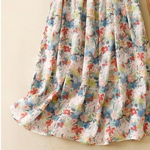 Xiaojmake Flowy Bohemian Skirt for Women Midi Length Elastic High Waist Ruffle A-Line Beach Skirt with Pockets 2024 Trendy4