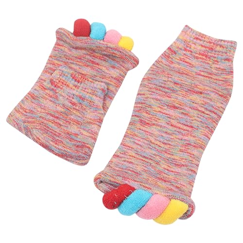 Image of Aegon Foot Alignment Socks Cotton | 5 Toe Separator | For Foot Pain Relief | Bunion Corrector | Hallux Valgus | Plantar Fasciitis | 1 Pair (Multicolor)