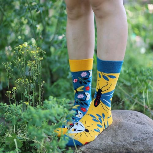 Image of 2 Pairs Cartoon Animal Crew Socks Fun Cotton Mid Calf Socks for Women