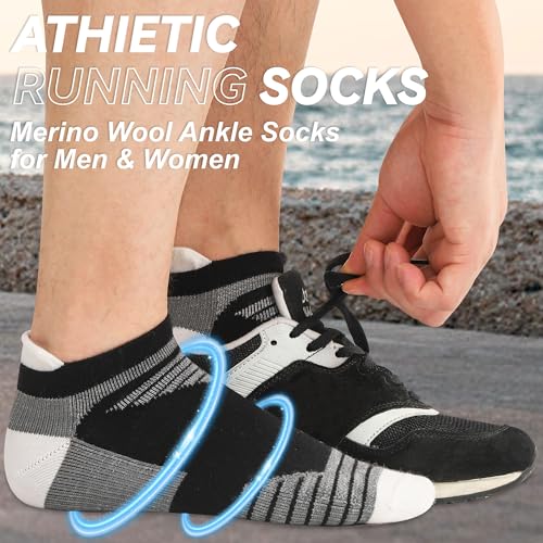 90% Merino Wool Sport Socks, Unisex Athletic Ankle Socks for Running, Hiking & Cycling,3-Pack2