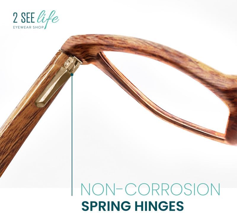 Miniatura 6 de Lentes de lectura de luz azul con marco resistente de color marrón mate para hombre para lucir modernos con alta visión, lectores grandes y