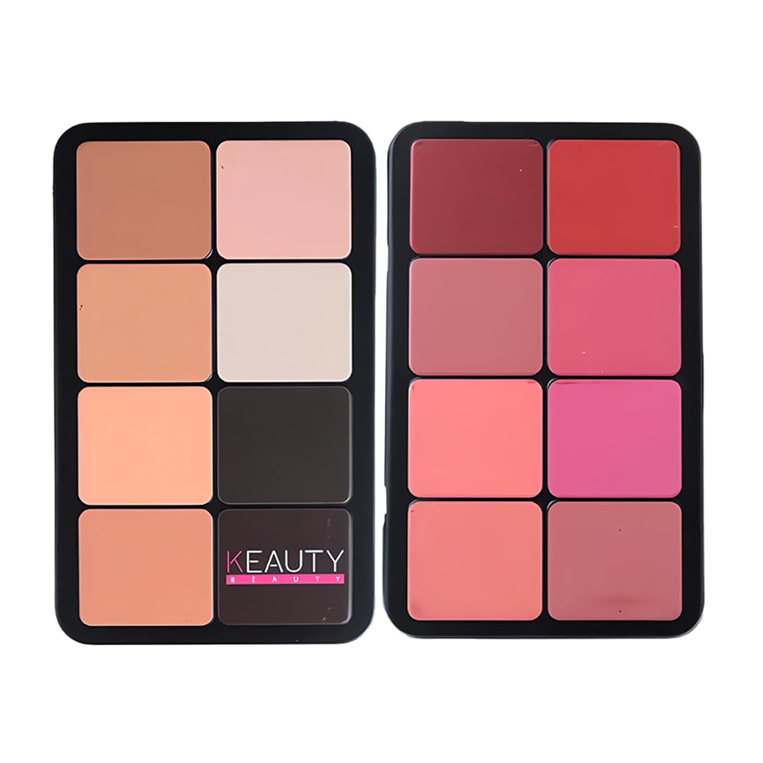 Keauty Beauty 16-Color Blush & Contour Palette – High Pigment Pressed Powder Kit | 8 Blush Shades | 8 Contour Shades | Easy Sculpting | Highlighting | Shading – Compact | Long-Lasting Makeup | Flawless Finish-image-30