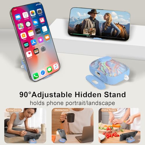 Image of Compatible Airpods Pro 3 Case (2025) with Phone Stand & Cleaner Kit,Cute Soft Silicone Lock Clip Apple AirPods Pro 3rd Generation Case, Airpod Pro 3 Cover with Keychain for Women /Girls