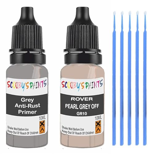 SCOOBYS PAINTS BACK IN THE MIX Touch Up Paint For Rover Pearl Grey Off White Gr10 Scratch Stone Chip Repair With Grey Primer