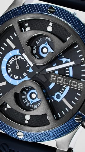Image of Police Black Dial Multifunction Silicone Strap Watch for Men