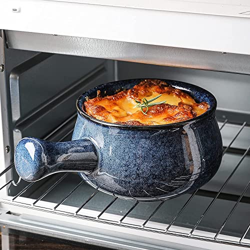 Vicrays French Onion Soup Bowls With Handles, 26 Ounce For Soup, Chili, Beef Stew, Chip Resistant, Dishwasher Microwave Safe, Set Of 4 (Strary Blue) #TOP5