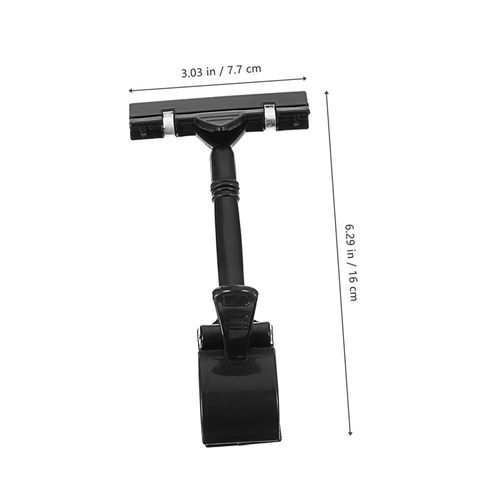 20 Pièces Support Étiquette Prix Clip Double Tête Noir Porte-étiquette Marchandises Ajustable pour Affichage Magasin Supermarché et Bureau