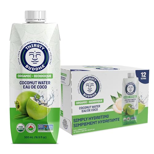 THIRSTY BUDDHA Eau de noix de coco biologique premium, 12 pack (12/500ml)