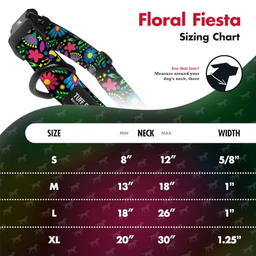 Image of Tuff Pupper Premium Adjustable Dog Collar, Stylish Pattern Collars Designed in USA, Quick Release Buckle, Flora Fiesta XL (1.25 Inch Wide x 20-30 Inch Neck)