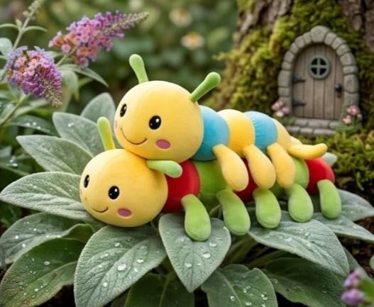 Image of Soft Plush Caterpillar Toy for Kids | Cute Double Face Stuffed Animal | Ultra Soft Hugging Pillow | Long Plush Caterpillar Doll for Babies, Toddlers, Boys & Girls | Birthday Gift