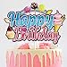 Candyland Lollipop Happy Birthday Cake Topper Colorful Rainbow Donut Sweet Candy Cake Decorations Ice-Cream Dessert Theme Birthday Party Supplies