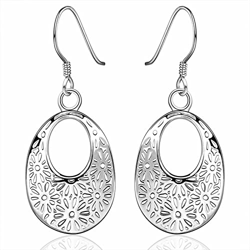 Boucles d'oreilles en or blanc hypoallergéniques légères motif fleurs rétro