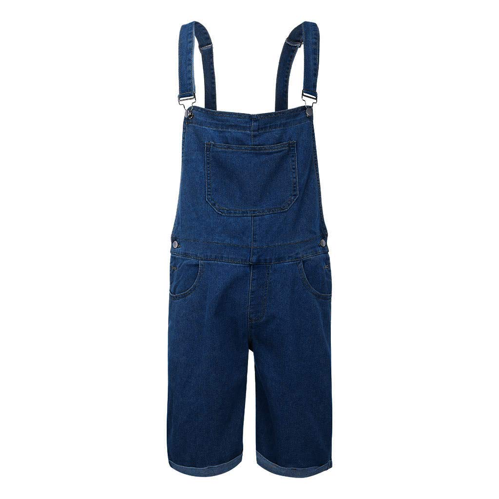 Peto de algodón para Hombre, Pantalones Vaqueros Cortos, Pantalones de Trabajo, Corte Holgado, Mono Vaquero con Bolsillos