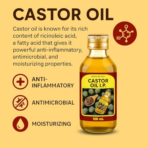 Image of Pure & Cold-Pressed Castor Oil | 100% Natural Ayurvedic Oil for Hair Growth, Hair Fall Control & Thick Eyebrows | Deep Scalp Hydration & Dandruff Control | Moisturizes Skin, Nails & Cuticles | Multi-Purpose for Hair, Skin & Joint Pain Relief for Men & Women (100 ML)