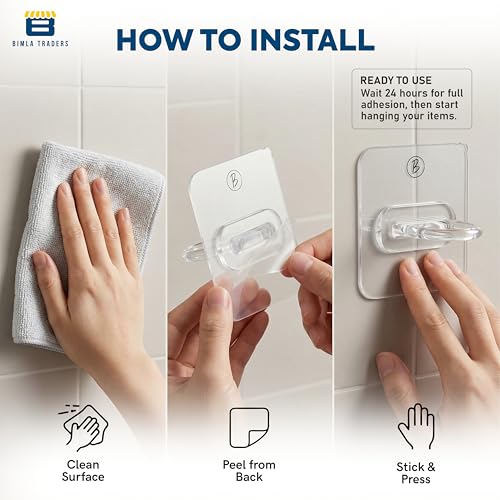Image of Btag Round StIcker Wall Ring Hook Multi Functional |Damage-Free Hanging for Kitchen, Bathroom, Office | Easy Install, Long-Lasting Hold for Any Room | Waterproof & Rust-Proof Design (Transparent PO20)