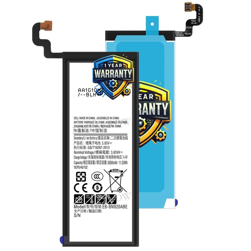 Image of Original EB-BN920ABE Battery Compatible for Samsung Galaxy Note 5 - (3000mAh) - 1 Year Warranty JK1