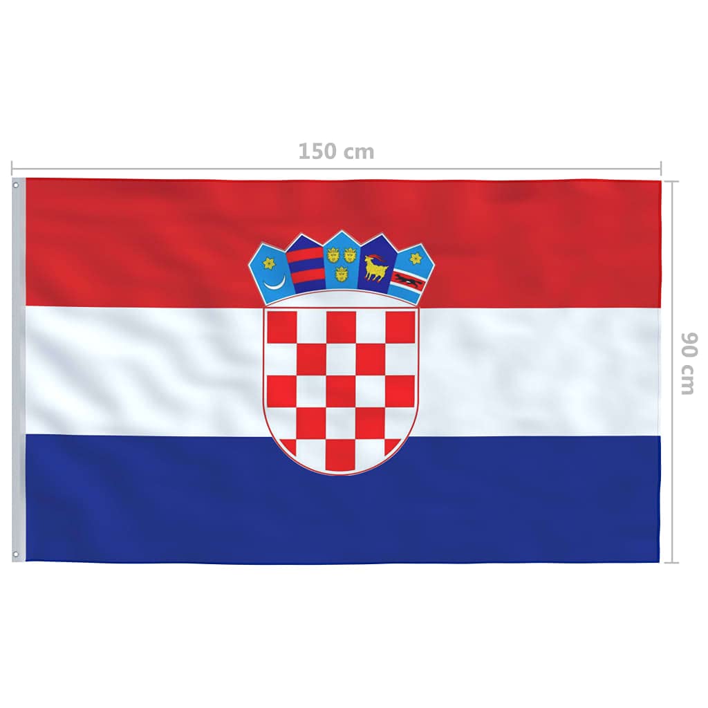 Bandiera della Croazia, 90 x 150 cm, in poliestere resistente con occhielli in ottone, resistente alle intemperie, per giardino, balcone, terrazza, eventi sportivi e decorazione per esterni