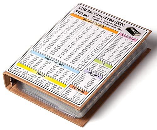 SMD 0603 Resistors, Capacitors, Transistors, Diodes Electronic Components Assortment Book - 5435 pcs (0603 Book)