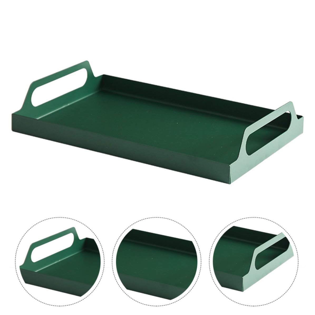 Mikikit Bandeja Metálica Resistente y Funcional Bandeja Rectangular Resistente Funcional con Asas de Hierro para Servir Aperitivos y Postres en Hotel o Guardería