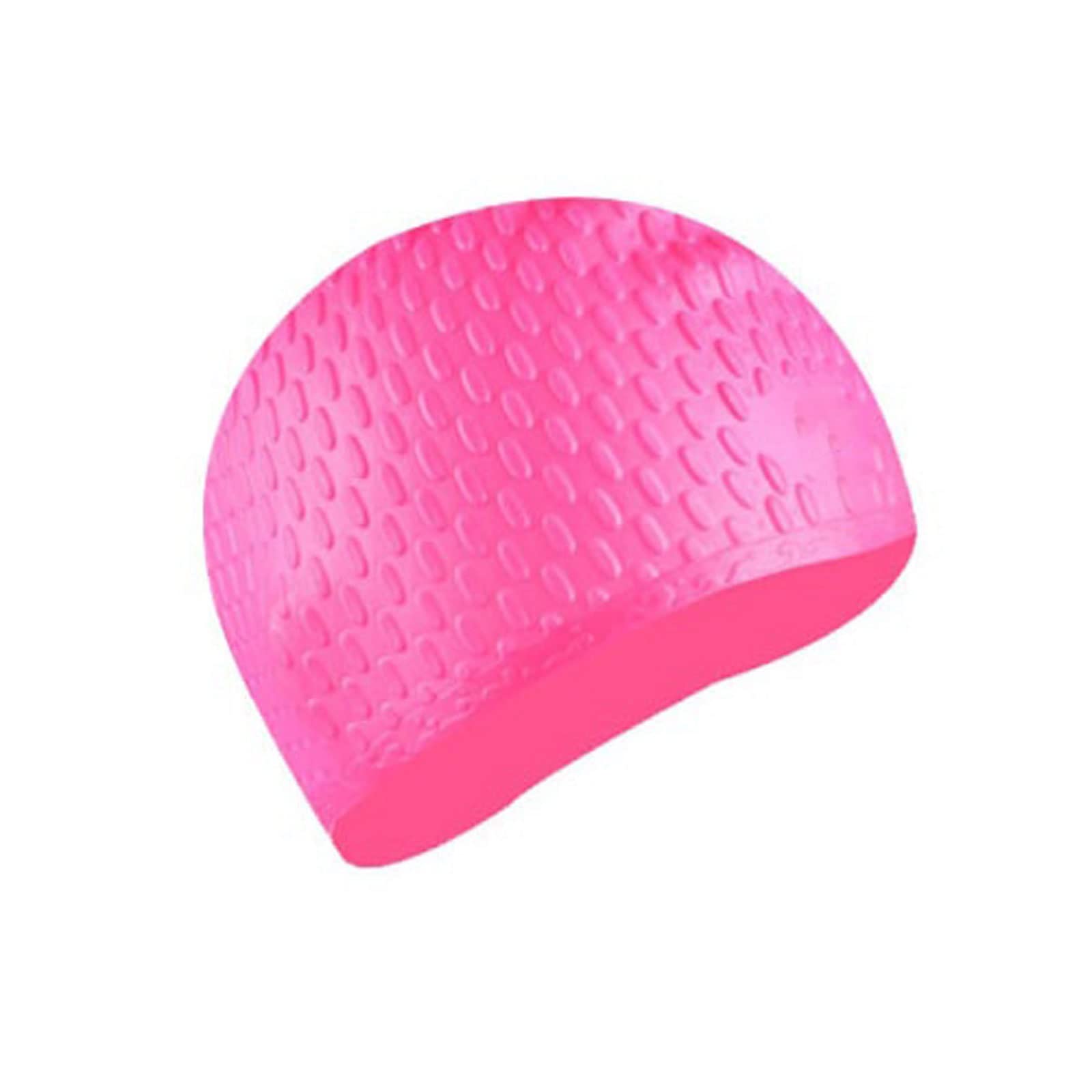 Gorro de natación de Silicona, Gorro de natación de Silicona for Mujer y Hombre, Pelo Largo, Multicolor(Pink)