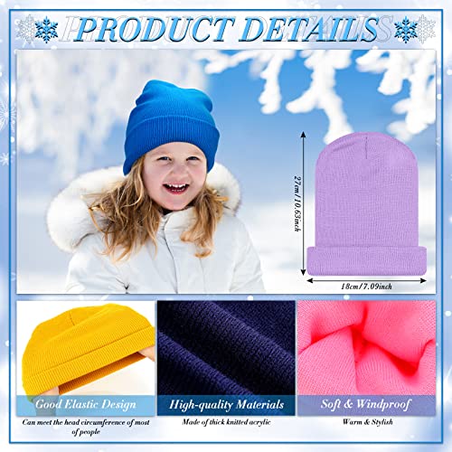 Image of Xtinmee 100 Pack Kids Winter Knit Beanie Hats Bulk Warm Cold Weather Hats for Girls Boys Children Outdoor Homeless Charity