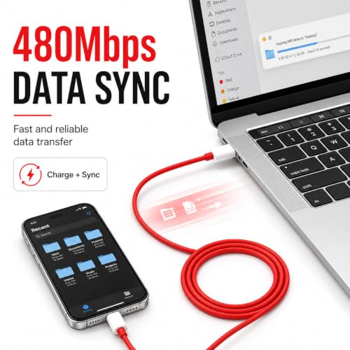 Image of Novobit 80W SUPERVOOC Fast Charging USB Type-C Cable, Compatible with OnePlus 13 /13R /12 /12R /11 /10 /10T /9 /9R /9RT /8 /8T /7T /7Pro, Nord 4 /3 /2 /2T /CE4 /CE3 /CE2Lite, 1m Red, 1Yr Warranty, 480Mbps Sync