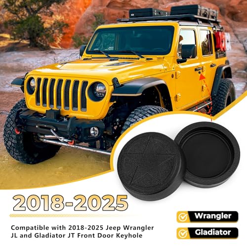 Image of CALBEAU Strong Magnet Keyhole Covers Compatible with 2018-2026 Jeep Wrangler JL and Gladiator JT Front Door, Door Lock Covers for Keyhole Protection (Star)