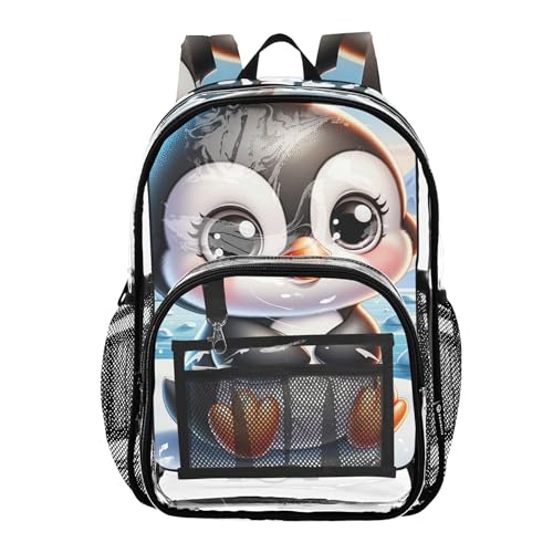 TSENQUE Linda mochila de desenho animado pinguim feminina linda mochila infantil meninas meninos pvc escola plástico