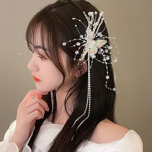 Clip de pelo de mariposa con diamantes de imitación para eventos