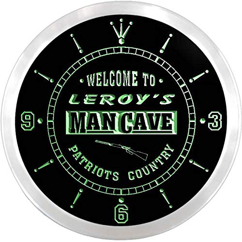 ADVPRO ncx0143-tm Leroy's Man Cave Patriots Country Custom Name Neon Sign Clock
