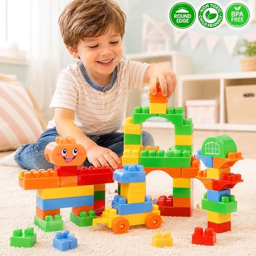 Image of Zest 4 Toyz Building Blocks for Kids 75 Pieces Construction Toy Puzzle Game Creative Building Set Educational Learning Activity Blocks Brain Development Toy for Boys Girls 3+ Years