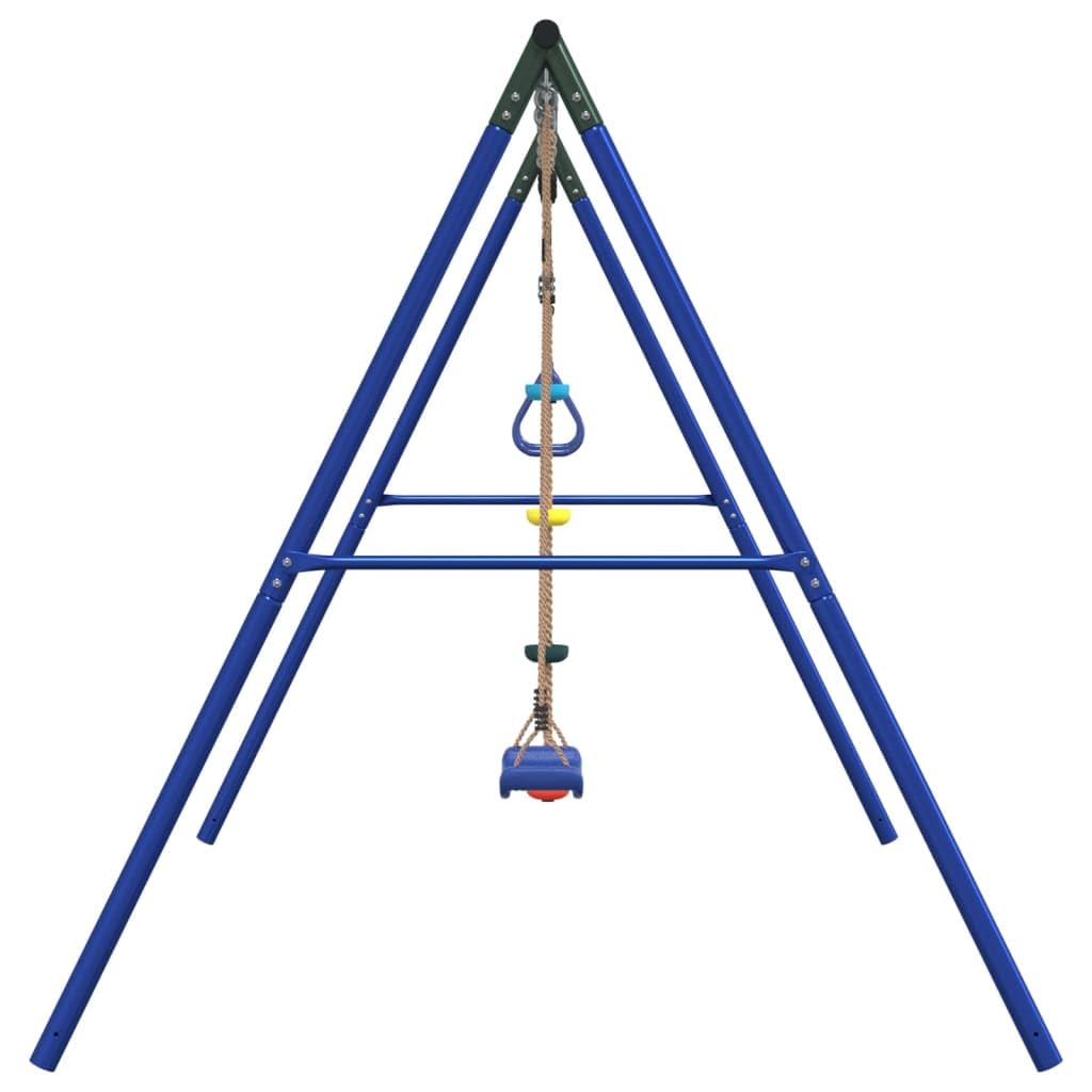 Juego de columpio Mangloder con estructura de trepador, columpio de jardín, trapecio, escalera de cuerda y asiento para niños al aire libre, construcción de metal resistente, herramienta de juego