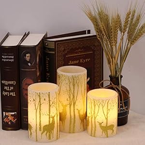 GenSwin Flickering Flameless Candles Battery Operated with 6 Hours Timer, Real Wax Led Pillar Candles Deer Decal Warm Light, Pack of 3 Christmas Home Decor GenSwin Flickering Flameless Candles Battery Operated with 6 Hours Timer Real Wax Led Pillar Candles Deer Decal Warm Light Pack of 3 Christmas Home Decor