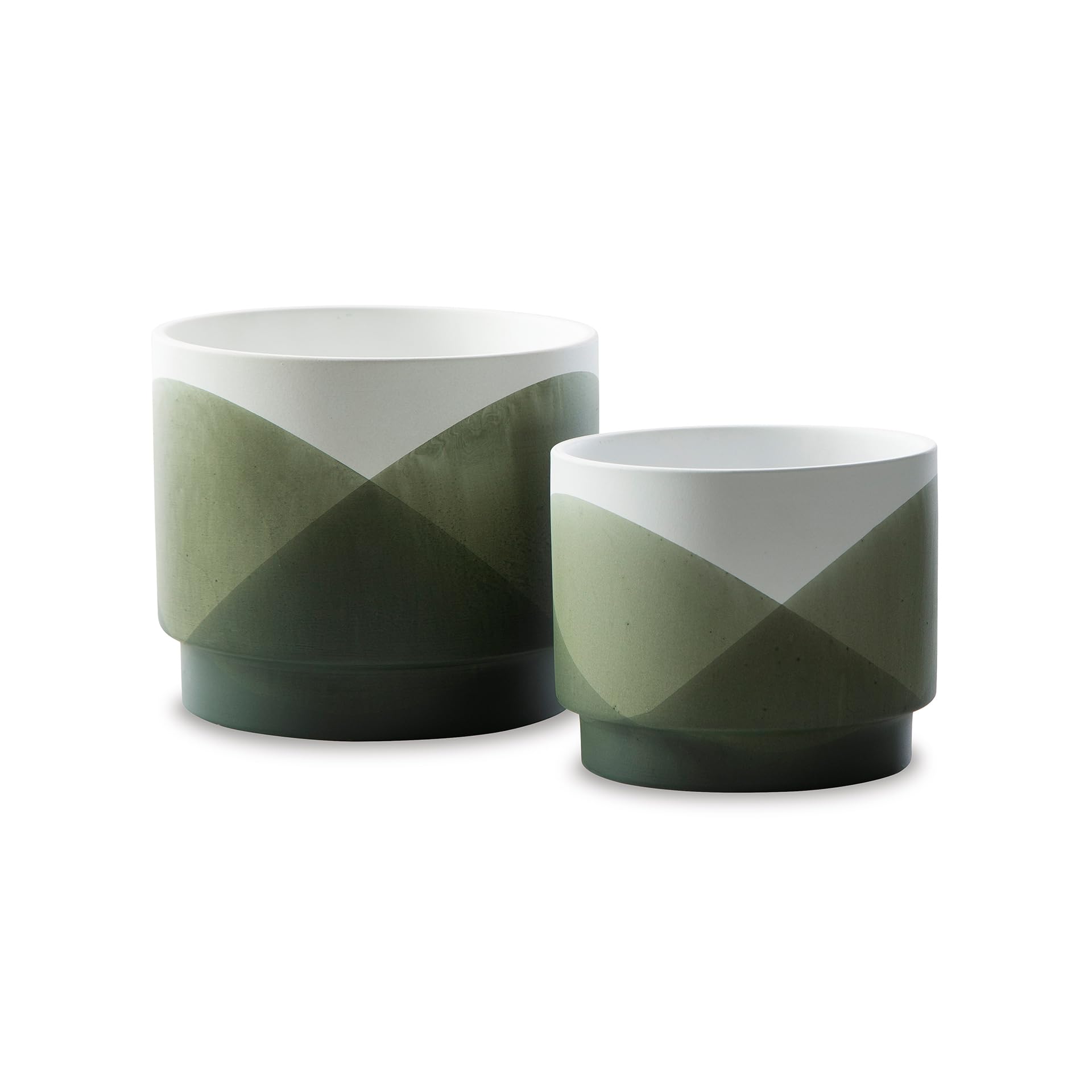Ardenridge Casual Ceramic Planter, Set of 2, Green & White