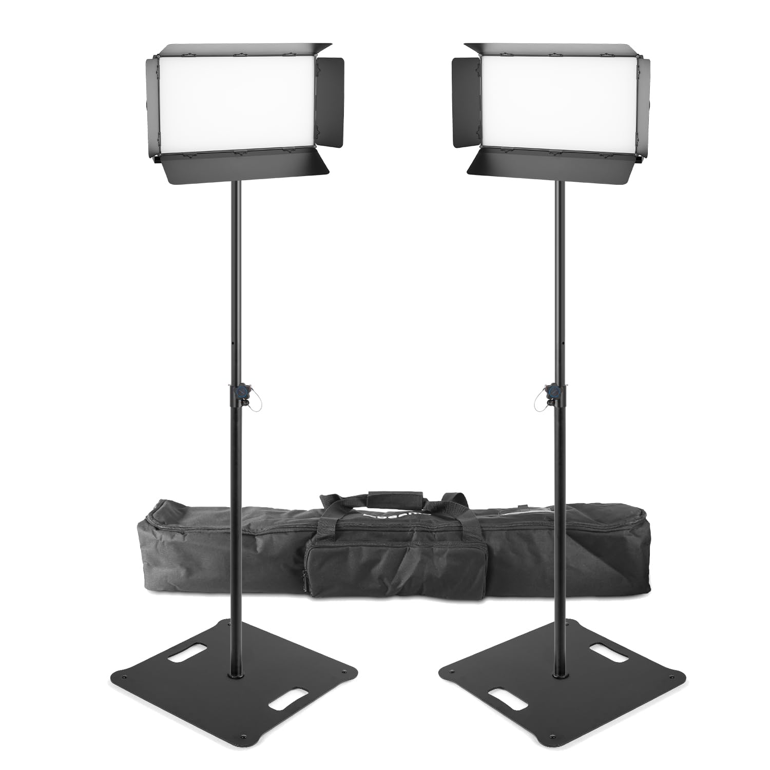 2X BeamZ SFP300T LED Panel Softbox Photography Lights with Modular Stands, 300W Bi-Colour Studio Light Package, DMX Control, TV Studio Lighting for Film, Video and Streaming