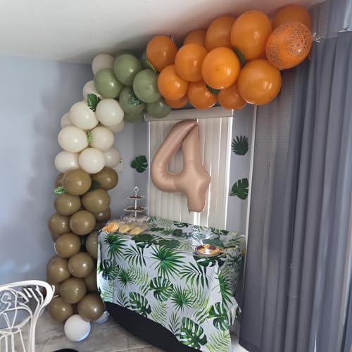 Image of Sage Green Brown Balloon, 60 Packs 12 Inch Brown Beige Jungle Safari Wild Woodland Balloon, Olive Green Orange Balloons for Birthday Thanksgiving Harvest Festivals Fall Party Decorations