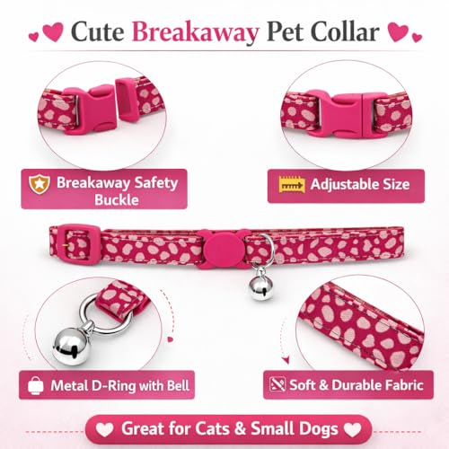 Image of Emily Pets Cat Collars with Bells - Breakaway Kitten Collar and Adjustable 5.1-7in,Cute Kitty Collar for Girl Boy Cats,Pet Gifts,Accessories,Supplies,Stuff (Color May Vary)
