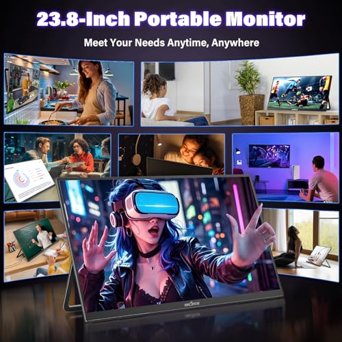Image of InnoView 23.8 Inch 2K 100Hz Large Portable Monitor ∆E<2 100% sRGB Fast IPS Portable Gaming Monitor QHD w /180 Adjustable Stand USB-C HDMI Laptop Monitor for PS5 /4 Desktop MacBook Switch Xbox 2560X1440