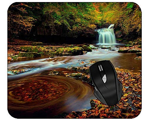 Preisvergleich Produktbild Mousepads Blätter Wald Wasserfall Herbst Maus Pad mit genähten Kanten