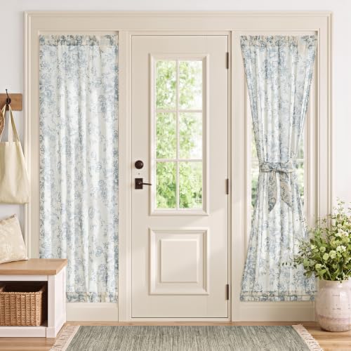 Image of jinchan Floral Sidelight Curtains for Front Door, 26x72, 2 Panels