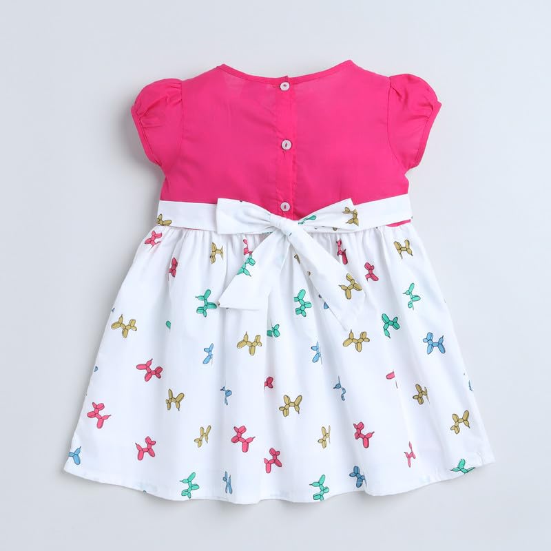 Image of Mama&Bebe Summer Dress for Girls with Cotton Soft Lining | Printed Fit & Flare Kids Outfit with Cute Bow Detail | Comfortable Breathable Party & Outing Dress for Toddlers and Little Girls
