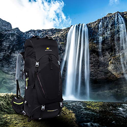 N NEVO RHINO Hiking Backpack, 60L Camping Backpack Outdoor Sport Travel Backpacking Daypack for Women, Men, Youth (Black) - Thumbnail 5