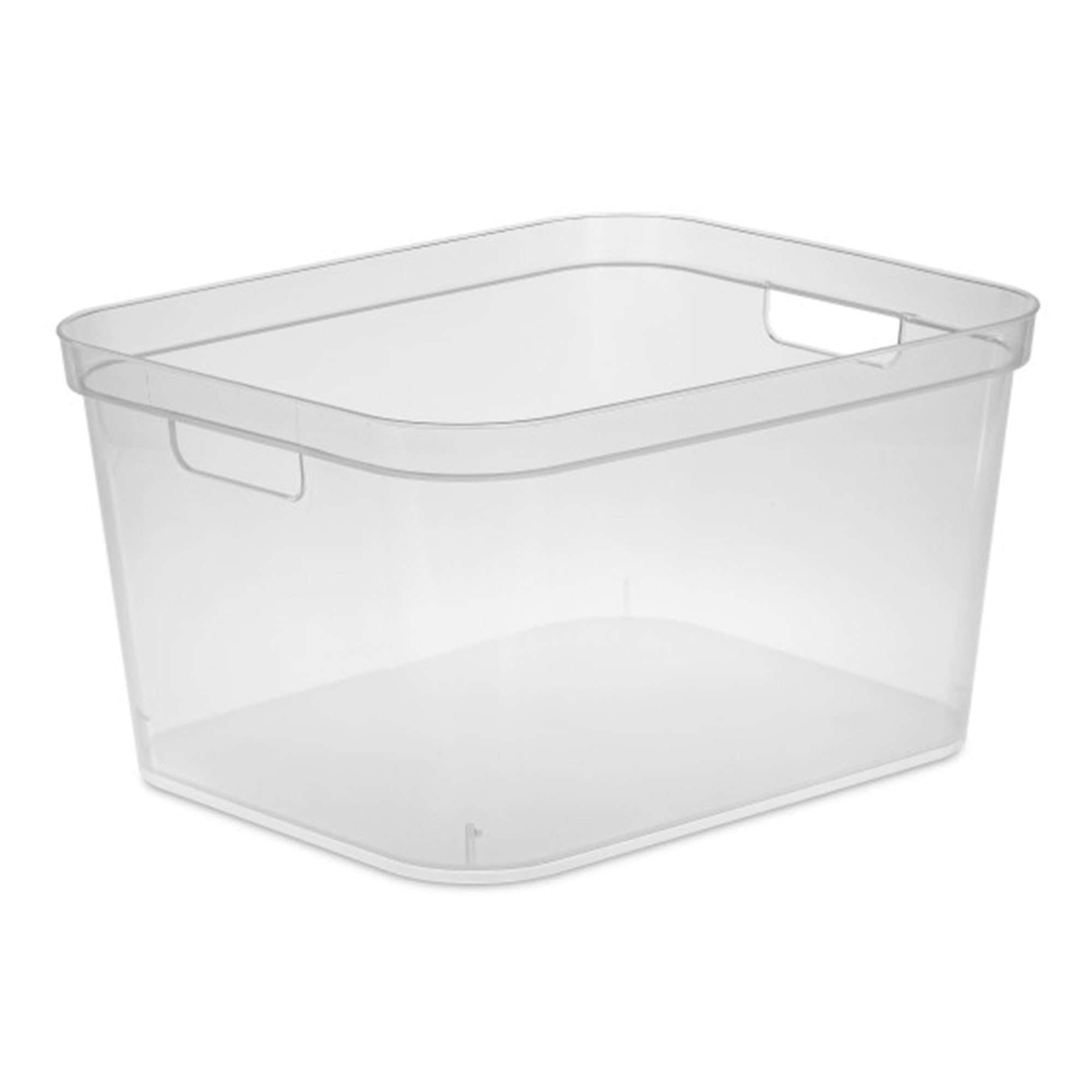 Sterilite 8.25x12.25x15 Inch Modern Polished Storage Bin w/Comfortable Carry Through Handles & Banded Rim for Household Organization, Clear (12 Pack)