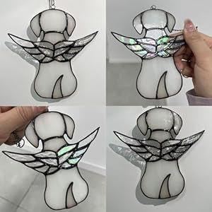 Stained Glass Angel Dog Memorial Gifts for Loss of Dog,Pet Memorial Gifts Suncatcher Ornament for Window Hanging,in Memory of Dog Passing Away Gifts,Pet Sympathy Gifts for Dogs