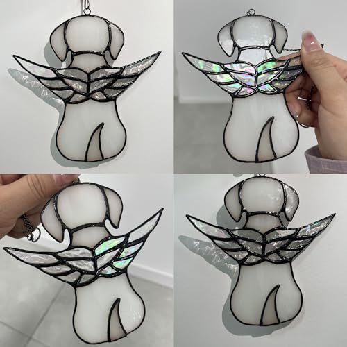 Stained Glass Angel Dog Memorial Gifts for Loss of Dog,Pet Memorial Gifts Suncatcher Ornament for Window Hanging,in Memory of Dog Passing Away Gifts,Pet Sympathy Gifts for Dogs Stained Glass Angel Dog Memorial Gifts for Loss of Dog,Pet Memorial Gifts Suncatcher Ornament for Window Hanging,in Memory of Dog Passing Away Gifts,Pet Sympathy Gifts for Dogs