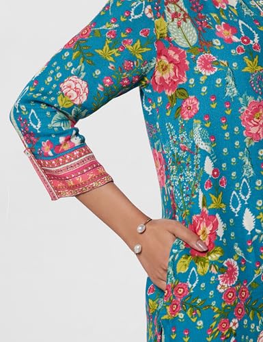 Image of BIBA Women Viscose Straight Fit Liva Straight Printed Kurta
