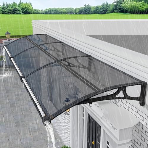 Kryvolux Window Awnings Exterior with Aluminum Bracket UV Rain Snow Durable Polycarbonate Canopy...