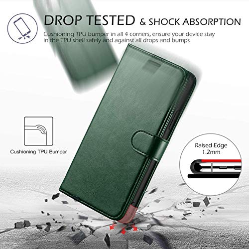 Image of Perkie Vintage Series, Faux Leather Wallet Flip Case Kick Stand Magnetic Closure Flip Cover for Motorola Moto G54 5G (Army Green)